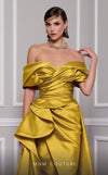 MNM Couture 2747A strapless broquard gown with flared skirt and tail. | Couture Shop LA