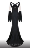 MNM Couture 2751: Mermaid gown with illusion sleeves and draped bust. | Couture Shop LA