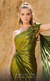 MNM Couture 2761 : Metallic Lycra Gown with Waist Pleating and Sophistication