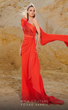 MNM Couture 2772 : Sleek One-Shoulder Crepe Evening Dress with Slit Drama