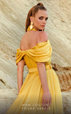 MNM Couture 2776 : Off-The-Shoulder Crepe Gown with Halter-Back Design