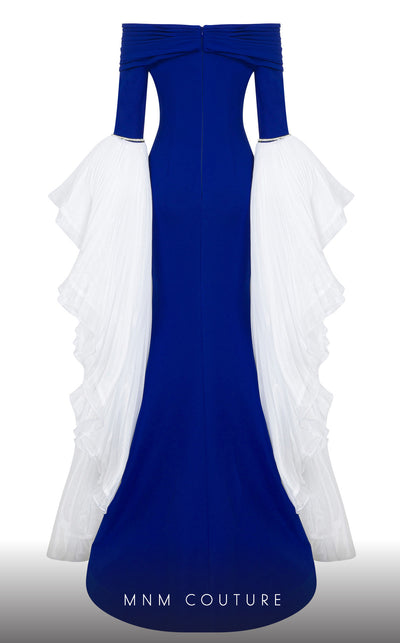 MNM Couture 2781A: V-neck gown with organze and mermaid silhouette. | Couture Shop LA