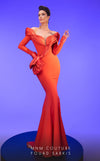 MNM Couture 2791: V-neck crepe gown with mermaid cut and long sleeves. | Couture Shop LA