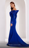 MNM Couture 2791: V-neck crepe gown with mermaid cut and long sleeves. | Couture Shop LA