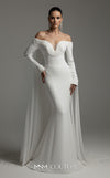 MNM Couture 2793: off-shouldered gown with shifon and draped bust. | Couture Shop LA
