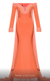 MNM Couture 2793: off-shouldered gown with shifon and draped bust. | Couture Shop LA