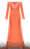 MNM Couture 2793: off-shouldered gown with shifon and draped bust. | Couture Shop LA