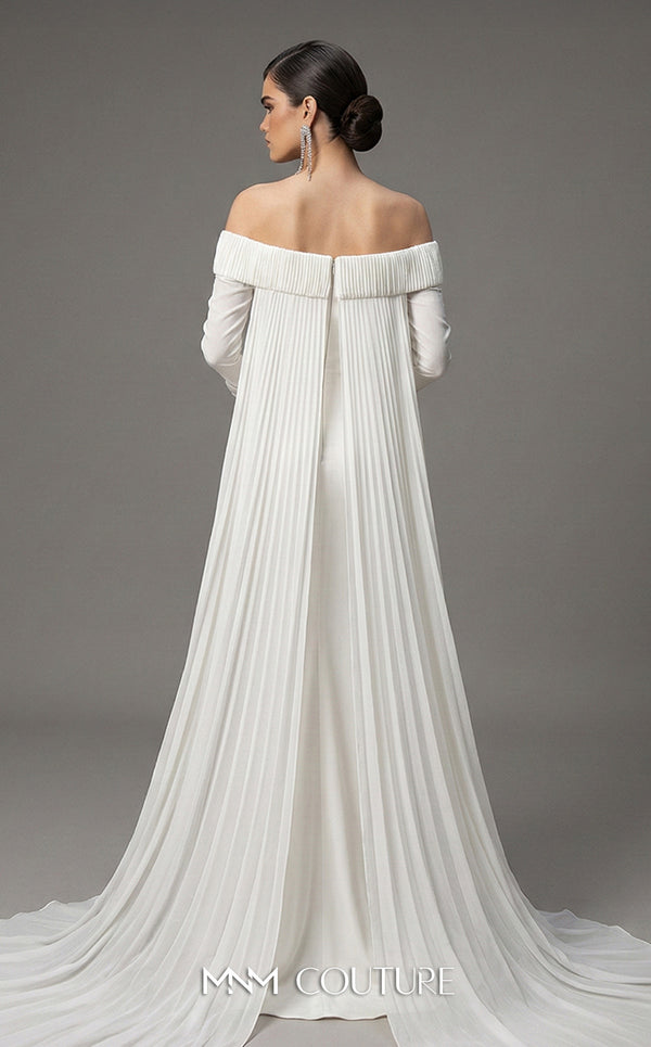 MNM Couture 2793: off-shouldered gown with shifon and draped bust. | Couture Shop LA