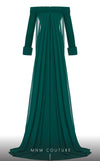 MNM Couture 2793: off-shouldered gown with shifon and draped bust. | Couture Shop LA