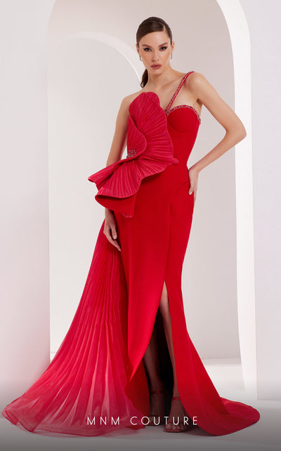 MNM Couture 2796: heart-shaped organza gown with Roman slit. | Couture Shop LA