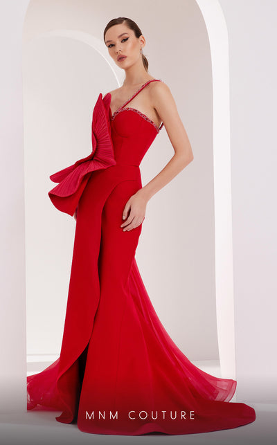 MNM Couture 2796: heart-shaped organza gown with Roman slit. | Couture Shop LA