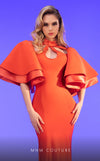 MNM Couture 2798: keyhole neck crepe gown with puffed sleeves. | Couture Shop LA