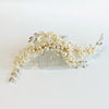 AUH1483 handcrafted gold headpiece enhanced with luminous pearls for a regal appeal| Couture Shop LA