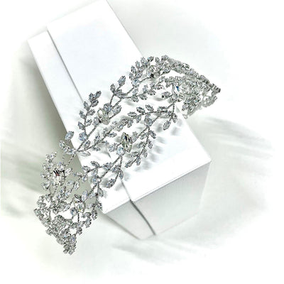 AUHBA569 gold and silver hairband featuring intricate zircon accents| Couture Shop LA