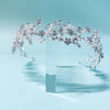 AUHBA783 silver and white beaded hairband with delicate handcrafted details| Couture Shop LA