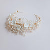 AUHBA834 gold hairband adorned with luminous pearl beads for elegant statement| Couture Shop LA