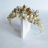 AUT604 handcrafted gold tiara with luminous pearl details for sophisticated appeal| Couture Shop LA