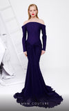 MNM Couture B1112 crepe/chiffon dress with long sleeves and mermaid cut.