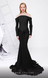 MNM Couture B1112 crepe/chiffon dress with long sleeves and mermaid cut. | Couture Shop LA