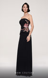 MNM Couture B1117 black mint column gown with floral embroidered corset and train |Couture Shop LA