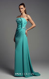 Strapless crepe haute couture column gown featuring 3D floral beading MNM Couture B1189