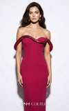 MNM Couture B1233 strapless crepe and sequin column gown with sweetheart neckline and 3D sequin rope embellishment with off-shoulder straps | Couture Shop LA.