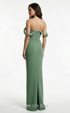 MNM Couture B1233 strapless crepe and sequin column gown with sweetheart neckline and 3D sequin rope embellishment with off-shoulder straps | Couture Shop LA.