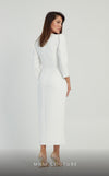 GLAM by MNM Couture DZ1045 midi dress with V-neckline and long sleeves in sleek polyester. | Couture Shop LA