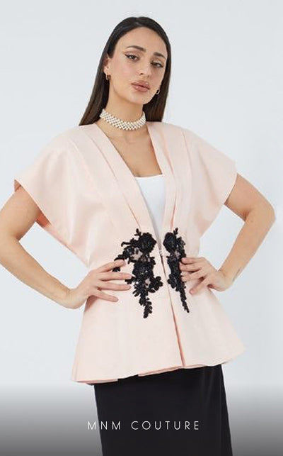 GLAM by MNM Couture DZ2425 two-piece deep V-neck midi dress with contemporary flair. | Couture Shop LA