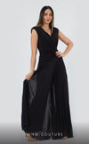 GLAM by MNM Couture DZ3175 sleeveless V-neck jumpsuit with sleek elegance. | Couture Shop LA