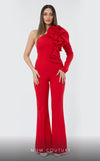 GLAM by MNM Couture DZ3182 one-shoulder diagonal neck jumpsuit with modern elegance. | Couture Shop LA