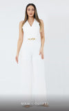 GLAM by MNM Couture DZ3194 sleeveless V-neck jumpsuit with minimalist allure. | Couture Shop LA