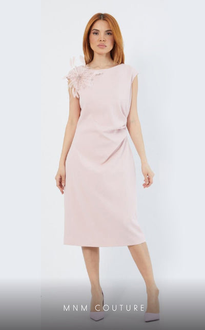 GLAM by MNM Couture DZ3527 sleeveless round neck midi dress with timeless elegance. | Couture Shop LA