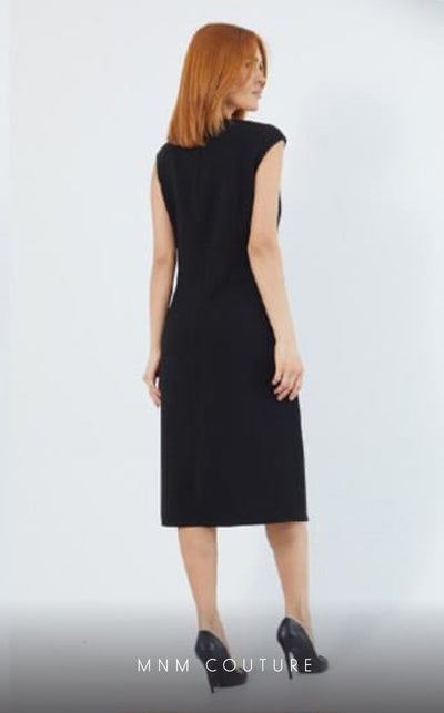 GLAM by MNM Couture DZ3527 sleeveless round neck midi dress with timeless elegance. | Couture Shop LA