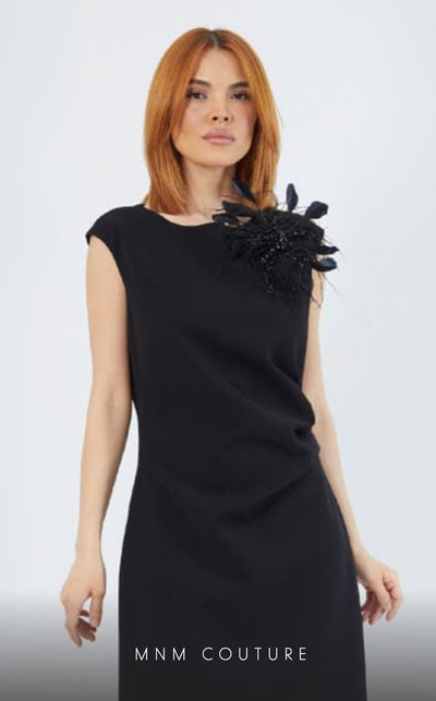 GLAM by MNM Couture DZ3527 sleeveless round neck midi dress with timeless elegance. | Couture Shop LA