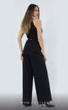 GLAM by MNM Couture DZ3565 halter tuxedo collar jumpsuit with bold tailoring. | Couture Shop LA