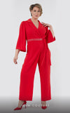 GLAM by MNM Couture DZ407B V-neck jumpsuit with 3/4 sleeves and sleek tailoring. | Couture Shop LA