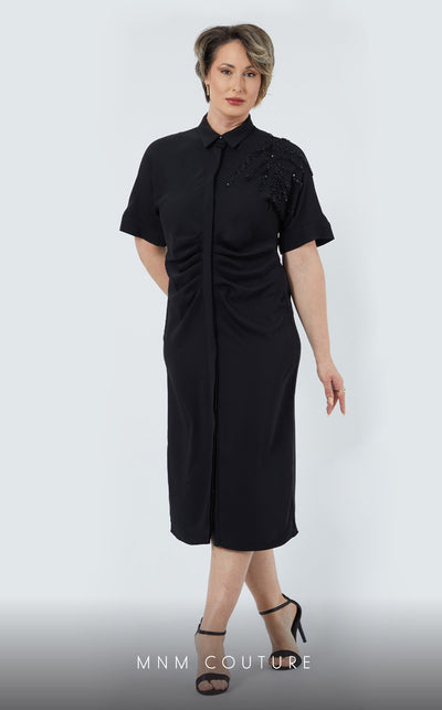 GLAM by MNM Couture DZ414B short sleeve collar t-shirt dress with modern polish. | Couture Shop LA