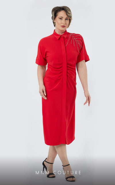 GLAM by MNM Couture DZ414B short sleeve collar t-shirt dress with modern polish. | Couture Shop LA