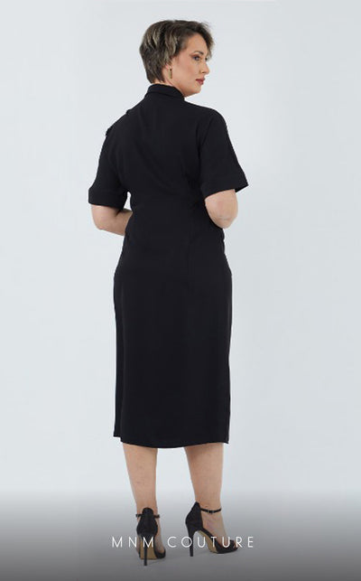 GLAM by MNM Couture DZ414B short sleeve collar t-shirt dress with modern polish. | Couture Shop LA