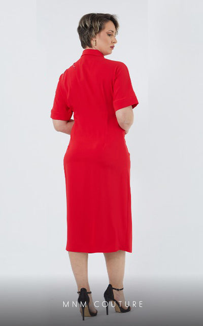 GLAM by MNM Couture DZ414B short sleeve collar t-shirt dress with modern polish. | Couture Shop LA