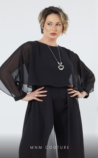 GLAM by MNM Couture DZ449B short sleeve round neck jumpsuit with refined structure. | Couture Shop LA