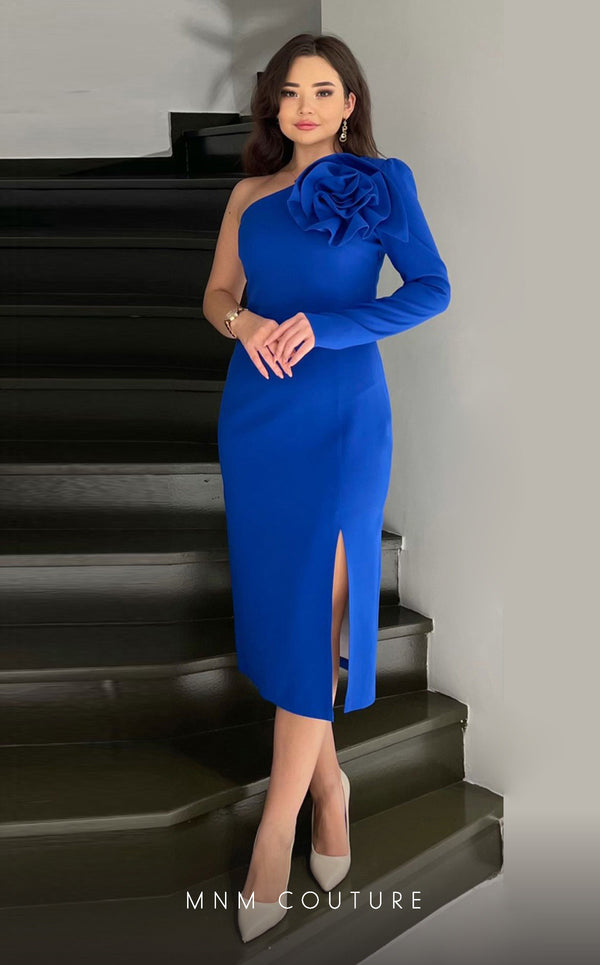 GLAM by MNM Couture DZ50226: One-Shoulder Diagonal Neck Midi Dress GLAM by MNM Couture DZ50226: One-Shoulder Diagonal Neck Midi Dress