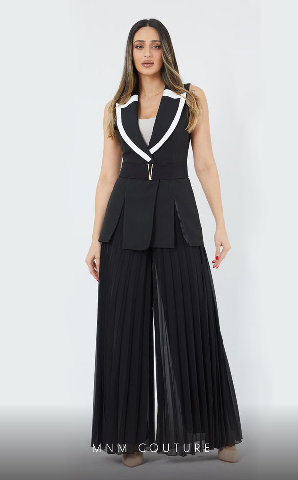 GLAM by MNM Couture DZ7626 two-piece sleeveless deep V-neck dress with modern elegance. | Couture Shop LA