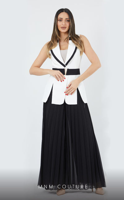 GLAM by MNM Couture DZ7626 two-piece sleeveless deep V-neck dress with modern elegance. | Couture Shop LA