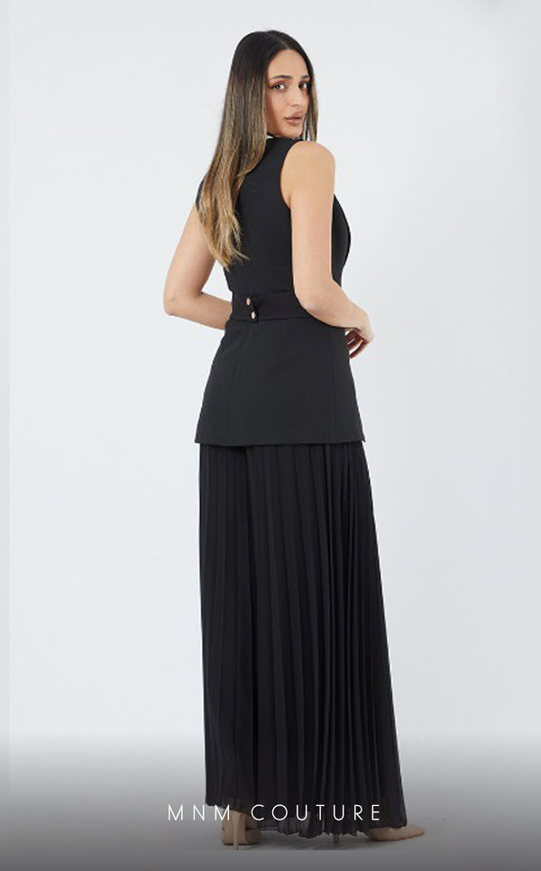 GLAM by MNM Couture DZ7626 two-piece sleeveless deep V-neck dress with modern elegance. | Couture Shop LA