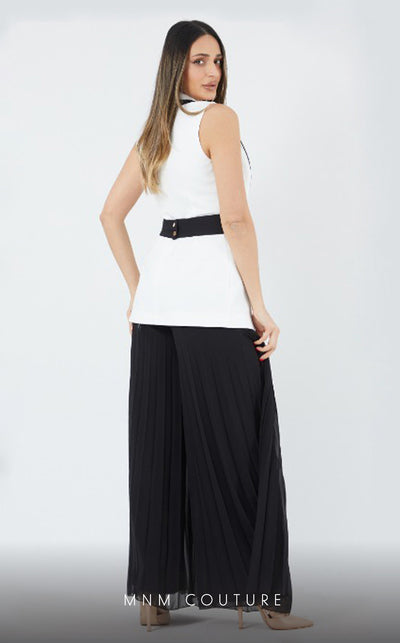 GLAM by MNM Couture DZ7626 two-piece sleeveless deep V-neck dress with modern elegance. | Couture Shop LA