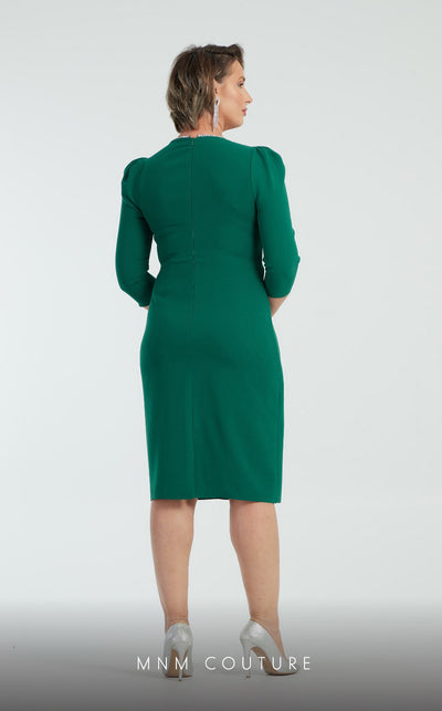 GLAM by MNM Couture DZ8263B 3/4 sleeve V-neck midi dress with timeless appeal. | Couture Shop LA