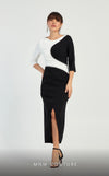 GLAM by MNM Couture DZ8319 3/4 sleeve round neck midi dress with graceful elegance. | Couture Shop LA