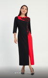 GLAM by MNM Couture DZ8320 3/4 sleeve round neck midi dress with luxe comfort. | Couture Shop LA
